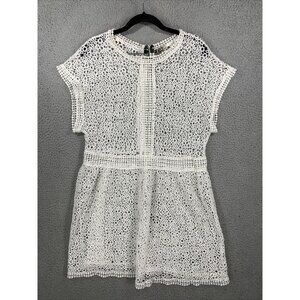 Women’s White S Small Sleeveless Crochet Eyelet Cotton Golden Days Sheer